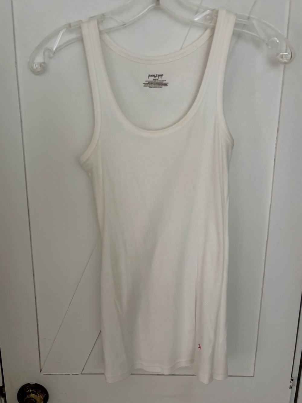 Jasmine & Ginger Ivory Ribbed Tank Top Size Small Stretch Cotton Basic